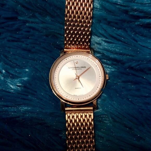 CLASSIC STUHRLING ROSE GOLD MESH WATCH - Picture 1 of 13